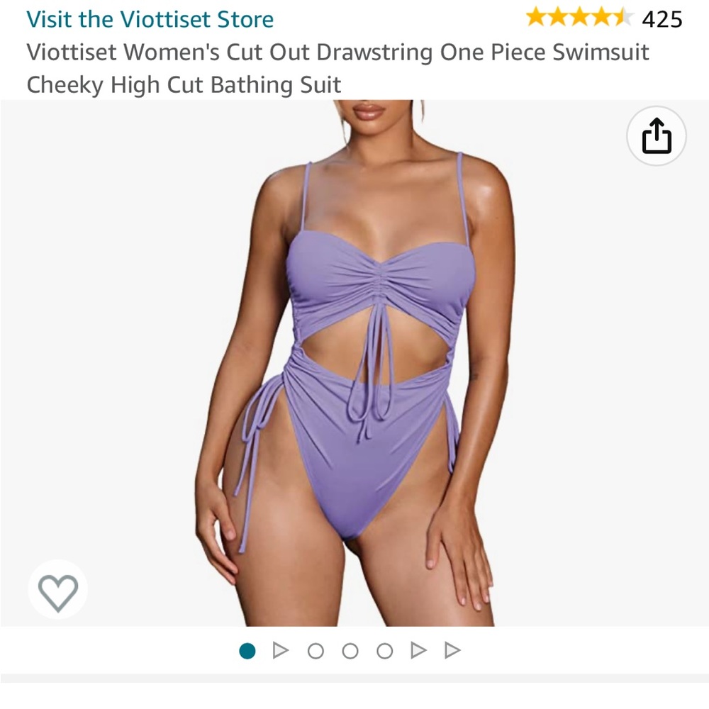 Viottiset Women's Cut Out Drawstring One Piece Swimsuit- Purple